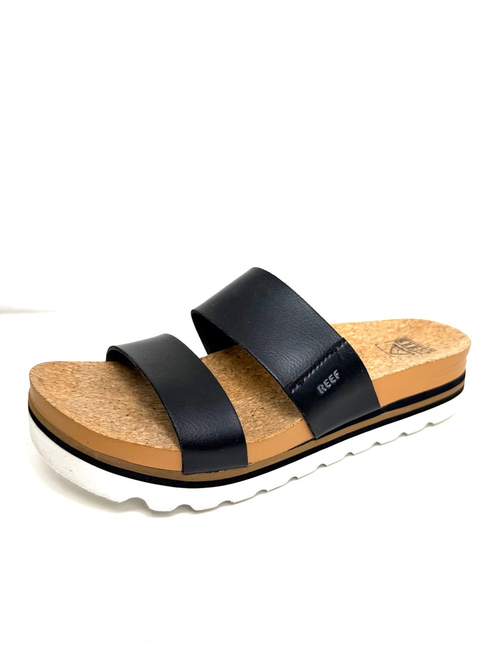 Reef Cushion Vista Hi Platform Sandal Slides Comfort Shoe Black Womens Size 8
